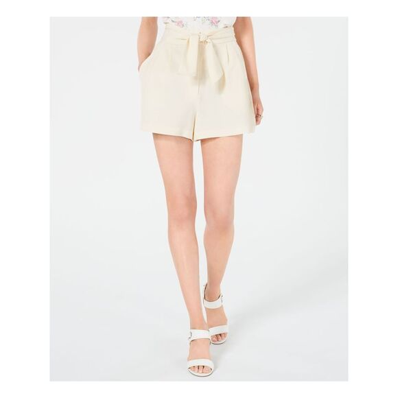 LEYDEN Pants - LEYDEN Womens Shorts Beige Belted Pleated Juniors XL
